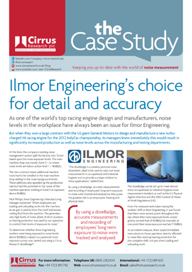 Ilmor Engineering对细节和准确性的选择-Cirrus doseBadge噪声剂量计和Optimus Red声级计